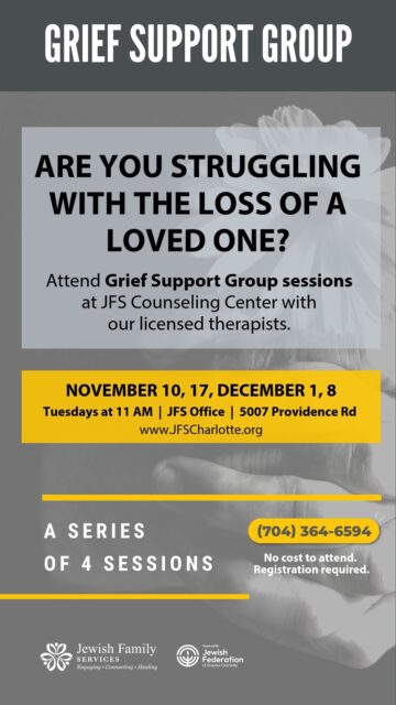 Everyone experiences grief differently, but that does not mean you have to experience it alone. Register at: https://tinyurl.com/JFSgriefsupport.